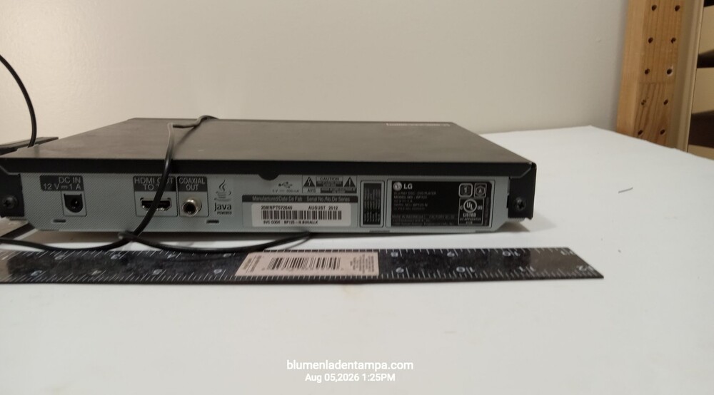 LG BP125 Blu-ray DVD Player HDMI USB Media Playback Black Compact